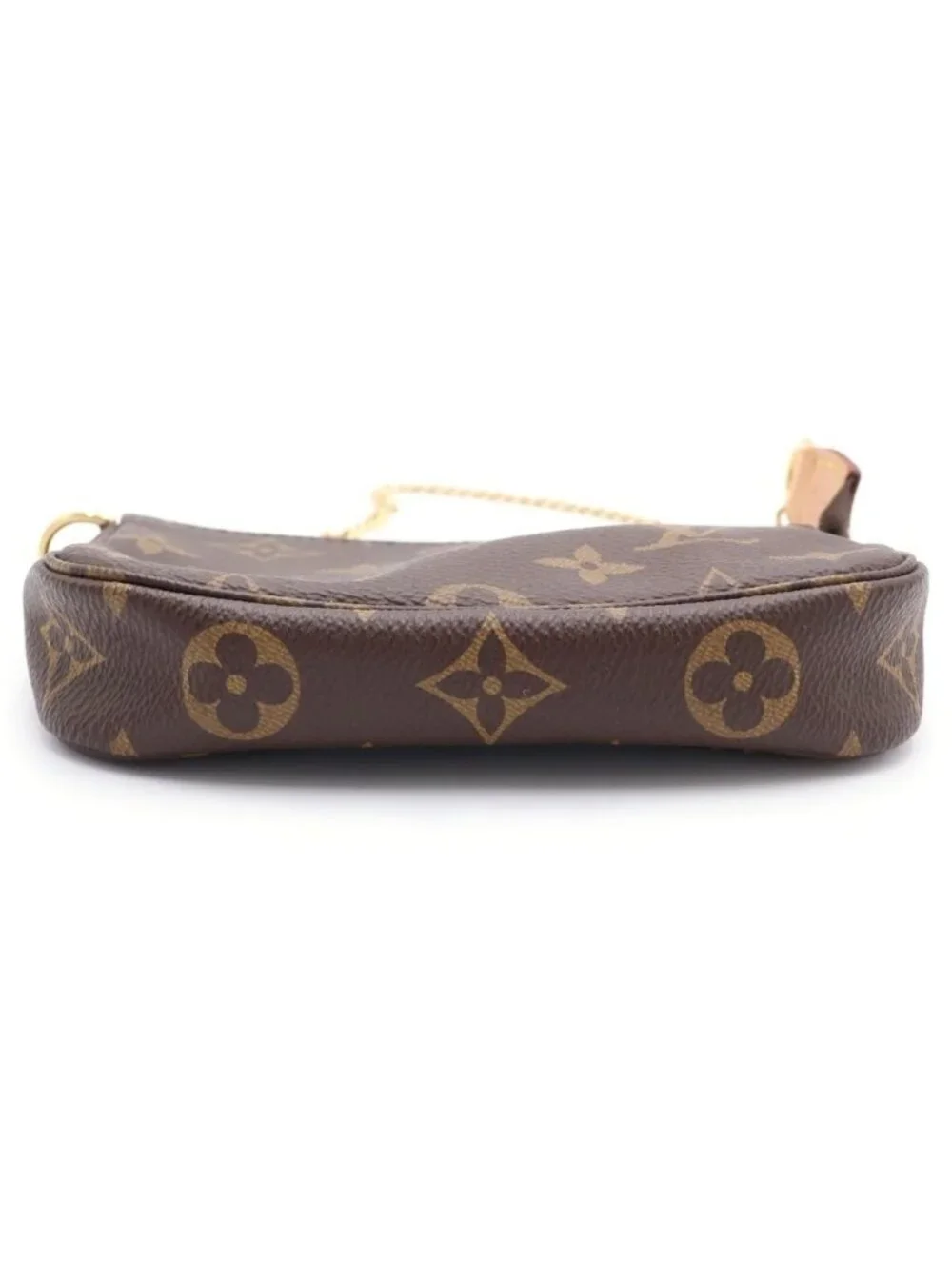 Louis Vuitton Monogram Mini Pochette Mini Handbag Pouch Brown Gold